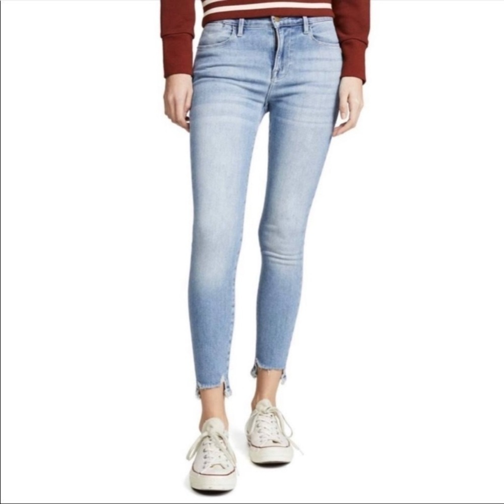 FRAME DENIM Le High Skinny Jeans Front Chew Paltrow Light Wash
